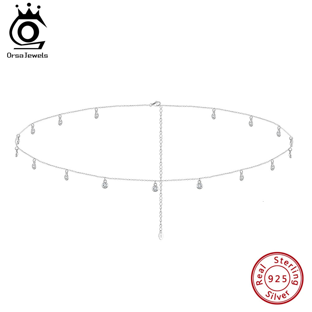 ORSA JEWELS Vintage 925 Silver Round CZ Waist Chain for Women Summer Beach Bikinis Fashion Body Chain Festival Accessories CW01 241225
