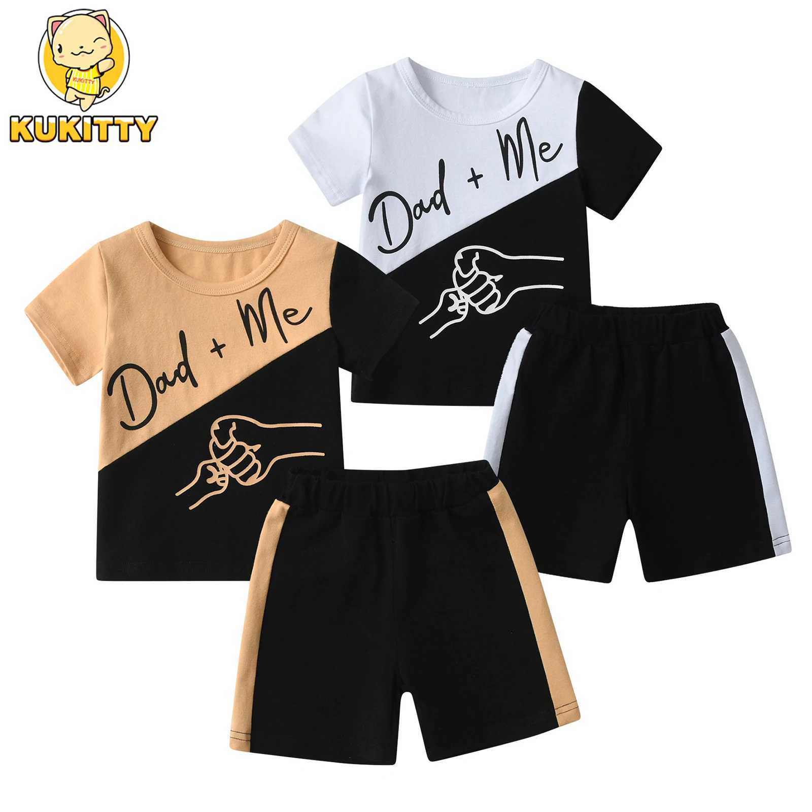 Clothing Sets 1-5 Year Cute Preschool Baby Boy Summer 2-piece Clothing Set Newly Printed Short Sleeve Patchwork T-shirt Top with Shorts SetY241225FEK1