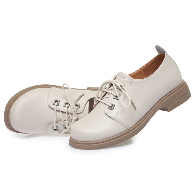 AIYUQI Women Loafers Autumn Lace-up Genuine Leather Women Shoes Non-slip Casual British Style Women's Shoes