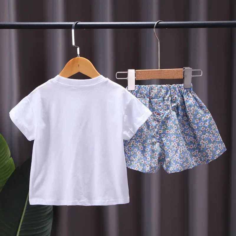 Clothing Sets Summer Baby Girl Clothes Set Children Cartoon Bear Print T-shirt and Shorts Suit Kid Flower Short Sleeve Top Bottom TracksuitsY241225Z9X