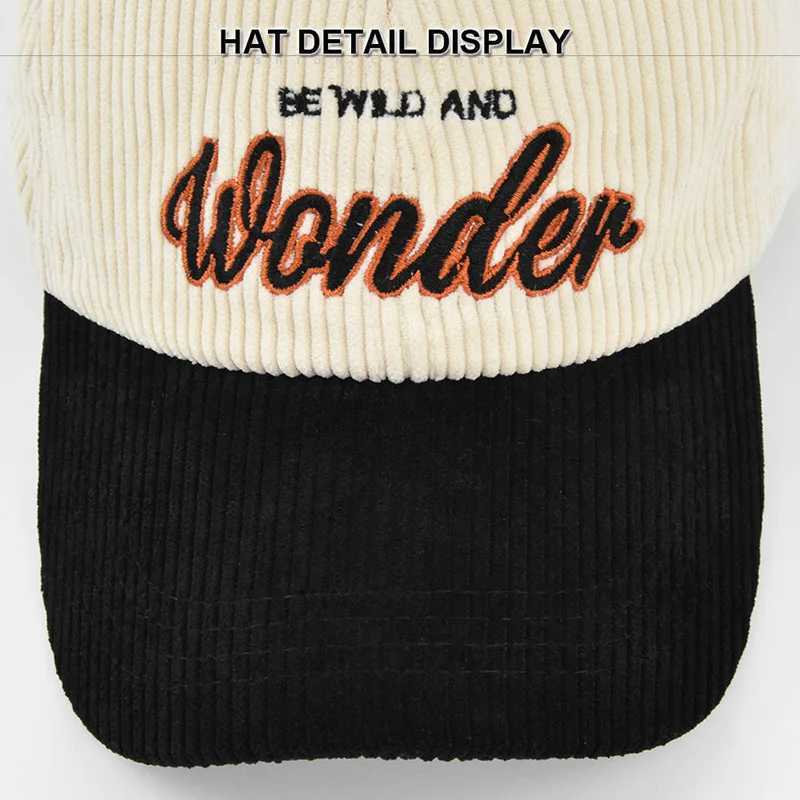 Retro Corduroy baseball cap embroidered letters spring autumn sun hat mens casual adjustable foot cap W241225