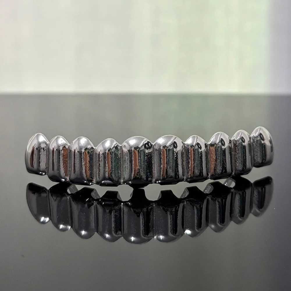 RACHELZ Hip Hop 10/10 Glossy Mouth Tooth Cs For Women Men Top Bottom Golden Teeth Grillz Punk Jewelry Cosplay Dental GrillsXJ241225