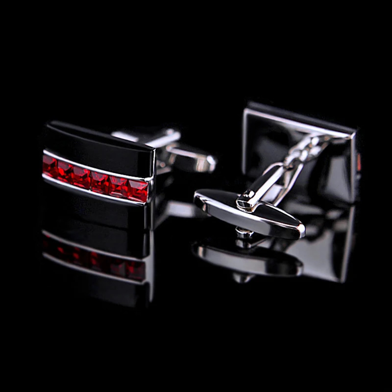 KFLK Jewelry fashion shirt cufflink for mens gift cuff button Red Crystal cuff link High Quality abotoaduras guests 241225