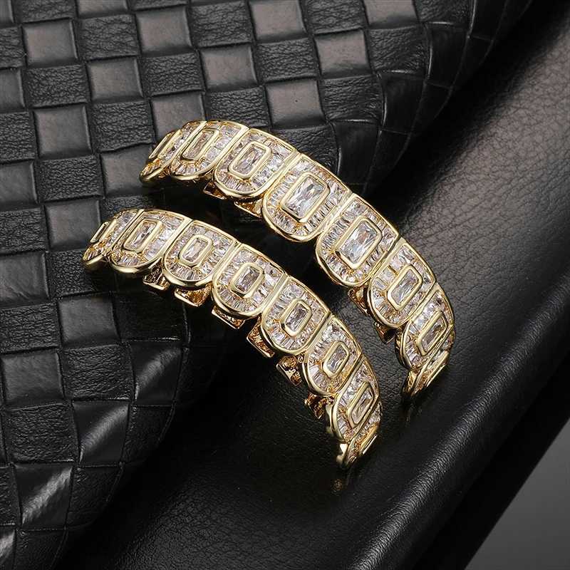 Hip Hop Full Baguette CZ Stones Teeth Grillz Cs Cubic Zircon d Out Micro Pave Top Bottom Charm Grills For Men Women JewelryXJ241225