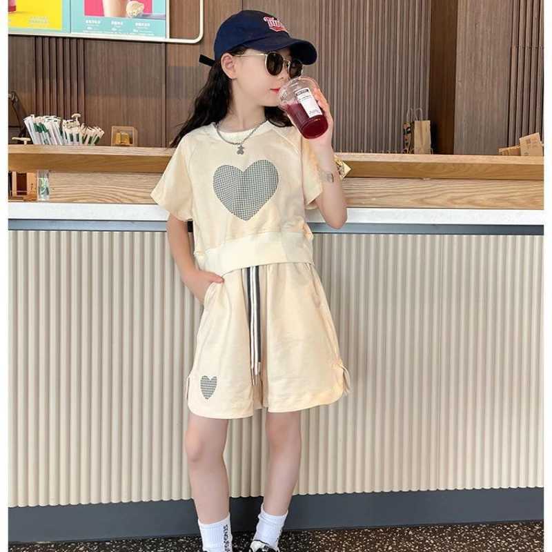 Clothing Sets Summer Children Girls Clothes Cute T-shirt and Shorts Set Kid Girl Short Sleeve Top Bottom 2 Pieces Suit Tracksuit StreetwearY241225TECS