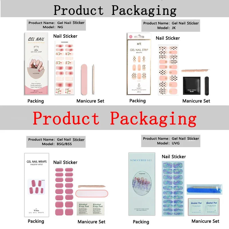Semi-Cured Gel Nail Strips Full Adhesive Waterproof Semi-painted Gel Nails Sticker Harden In UV Lamp Need French Manicure 241225