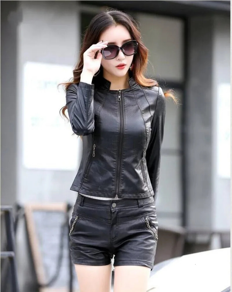 Spring Genuine Leather Jacket Women Real Orange Outerwear Sheepskin Coat Womens Moto Biker Zipper Jackets 241225