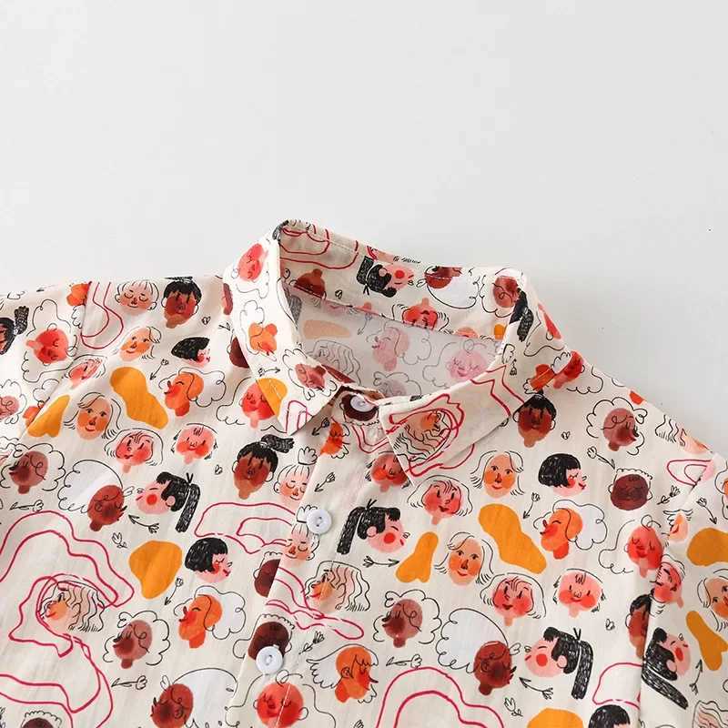 Clothing Sets Summer Boy Clothes Set Printing Short Sleeve Lapel Shirts and Shorts Suit Childrens Boys Top and Bottom Fashion Beach ClothingY241225X3F