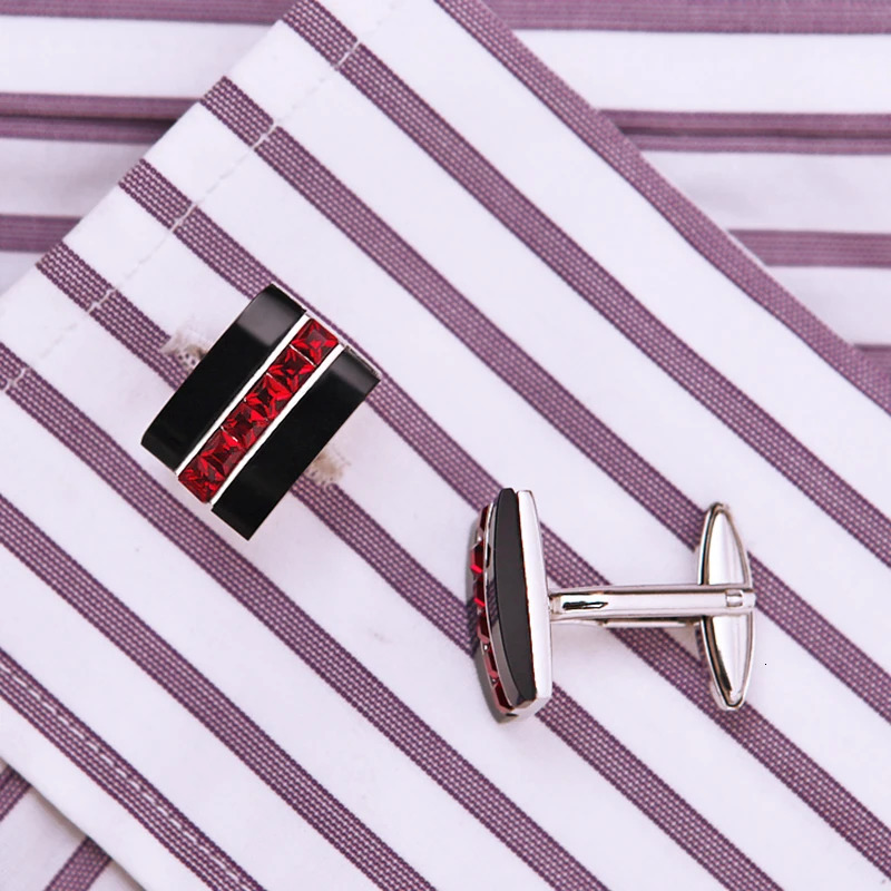 KFLK Jewelry fashion shirt cufflink for mens gift cuff button Red Crystal cuff link High Quality abotoaduras guests 241225