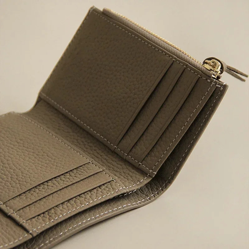PU Leather Small For Women Wallet Envelope Card Holder Multipurpose Zip Coin Cowhide Short Purse