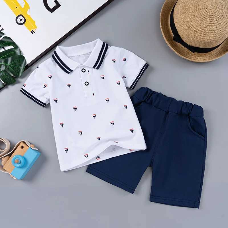 Clothing Sets Childrens Suit Summer New Fashion Baby Short-Sleeved Shorts Childrens Two-Piece Toddler Suit Short-Sleeved Boys Casual SuitY241225OX7L