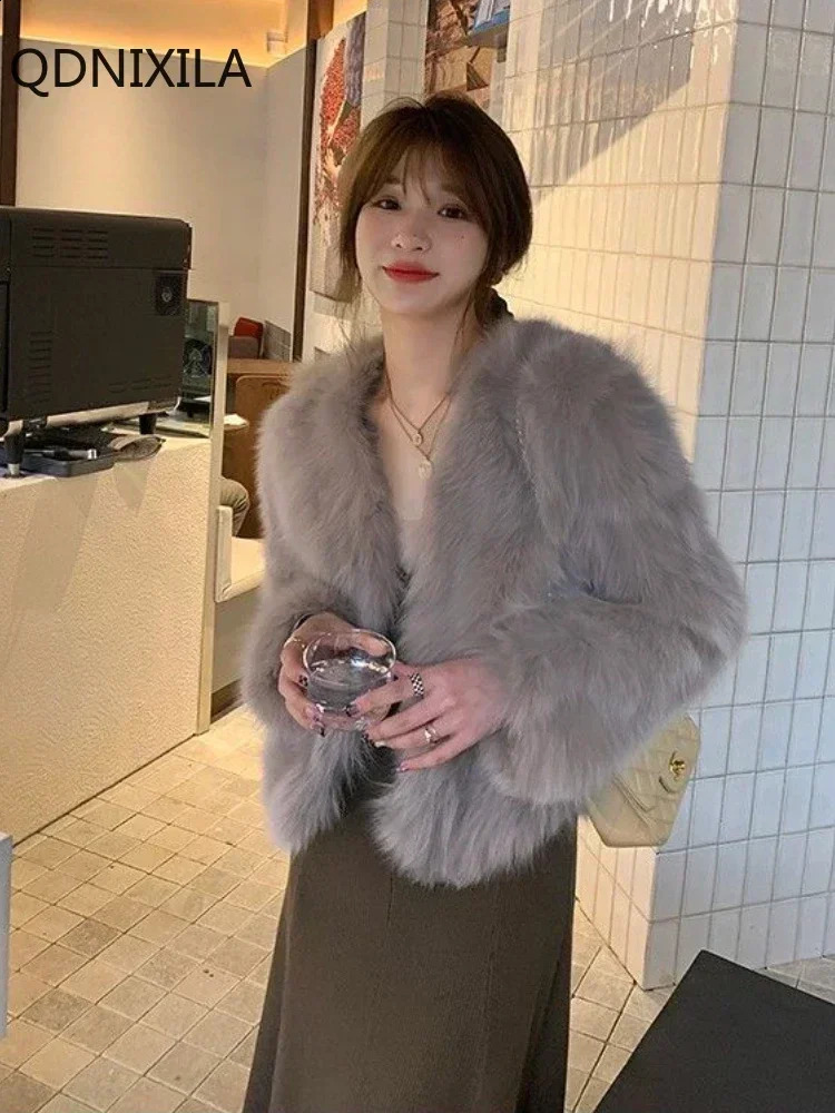 Faux Fur Coat 2024 AutumnWinter Women High Short Korean Fashion Jacket 241223