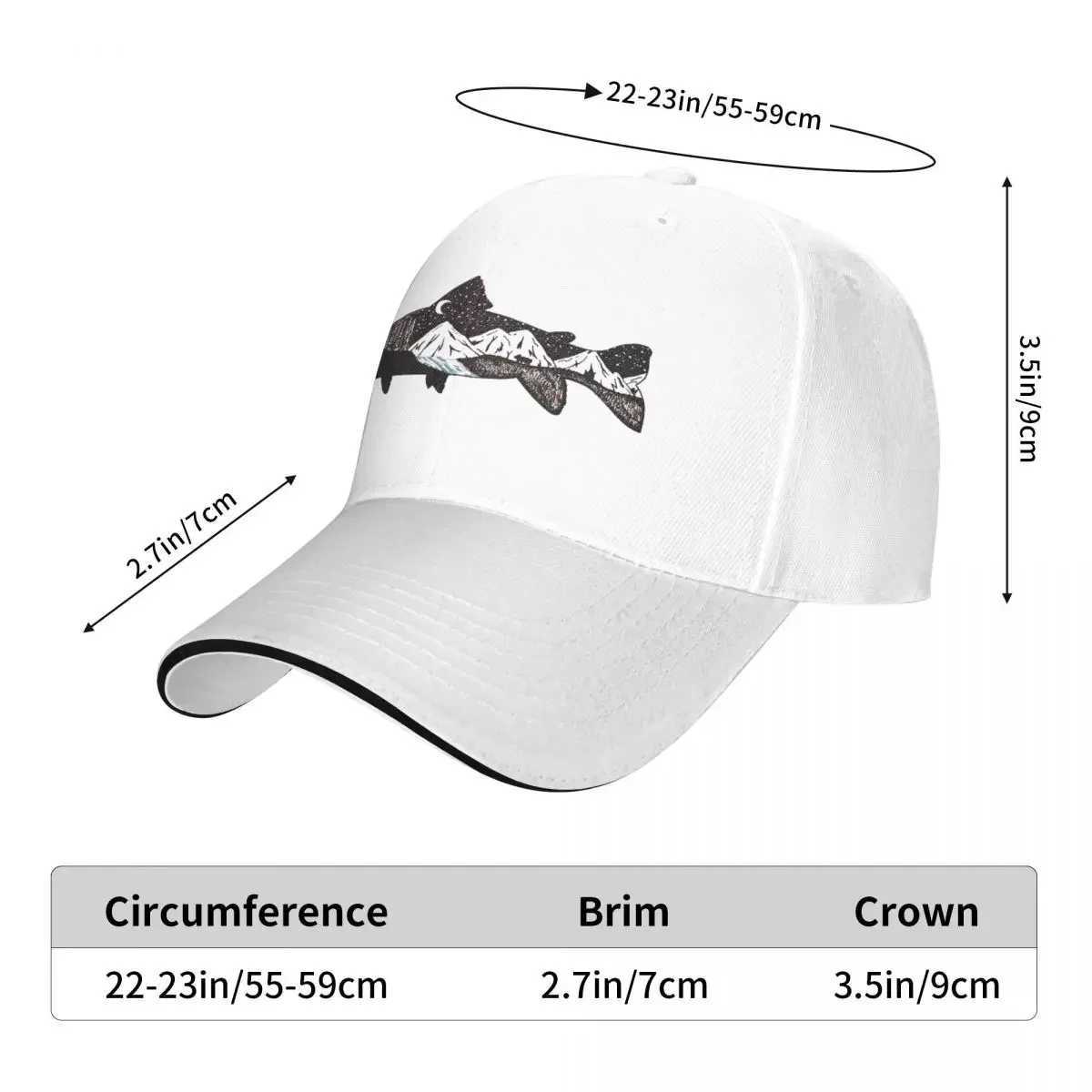 Fishing Mountain Trout Dad Hat Solid Color Womens Hat Windproof Baseball Hat Peaked Hat W241225