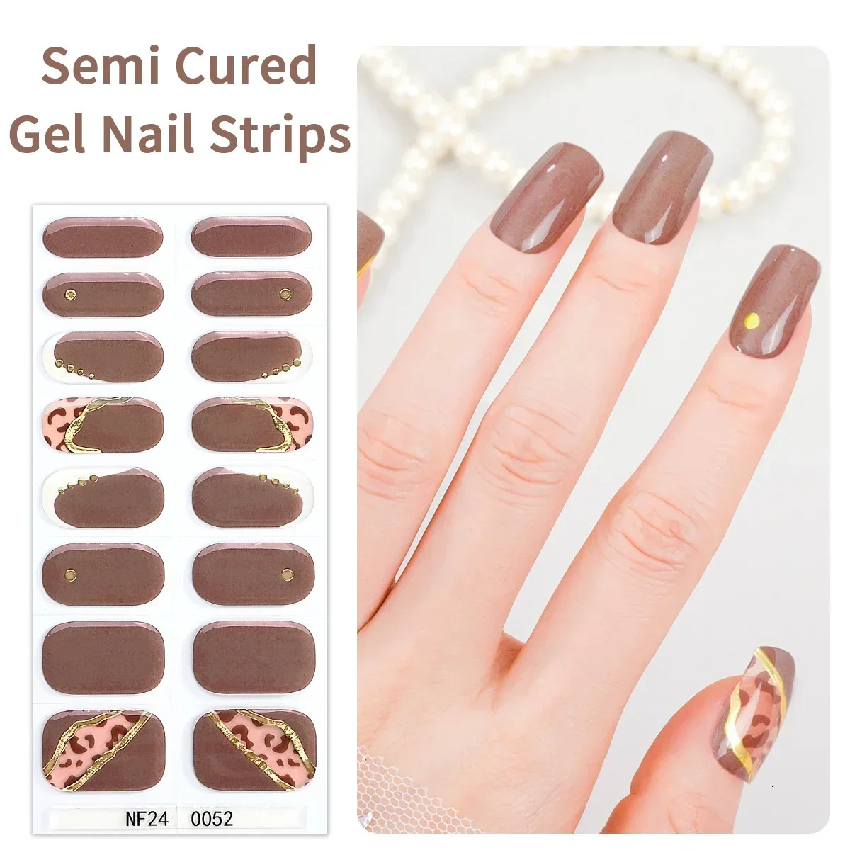 16Tips French Semi Cured Gel Nail Polish Strips UV Lamp Requirel Wraps Fingertip Artist Self-Ashesive Girl Beauty Nails Sticker 241225