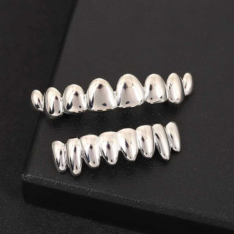 Irregular 8/8 teeth Grillz HIP HOP Teeth Grillz Top Bottom Grills Set With sile Real Shiny Vampire Tooth Sets GiftXJ241225