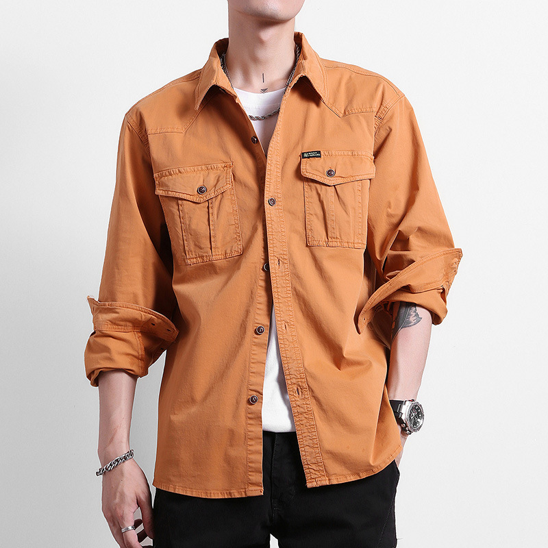 M12253 Men's casual shirt jacket autumn style young men loose