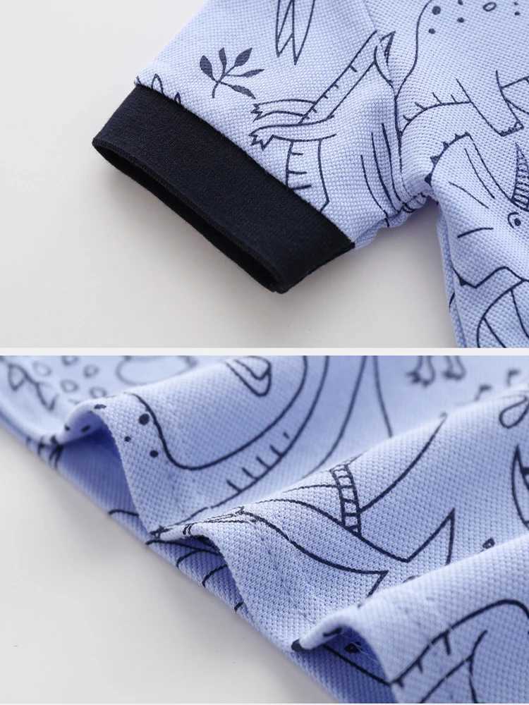 Dinosaur Print Boys POLOS Kids Short Sleeved T-shirt Embroidery Blouses 2024 Summer 1 To 7 Yrs Childrens ClothingXJ241225