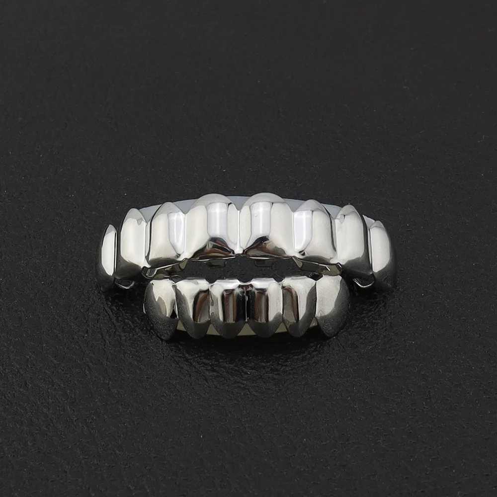 1set Long Hip Hop Teeth Grillz Gold Plated Dental Grills Rock Tooth Grillz Cs Crystal Teeth Cs Halloween Vampire ToothXJ241225