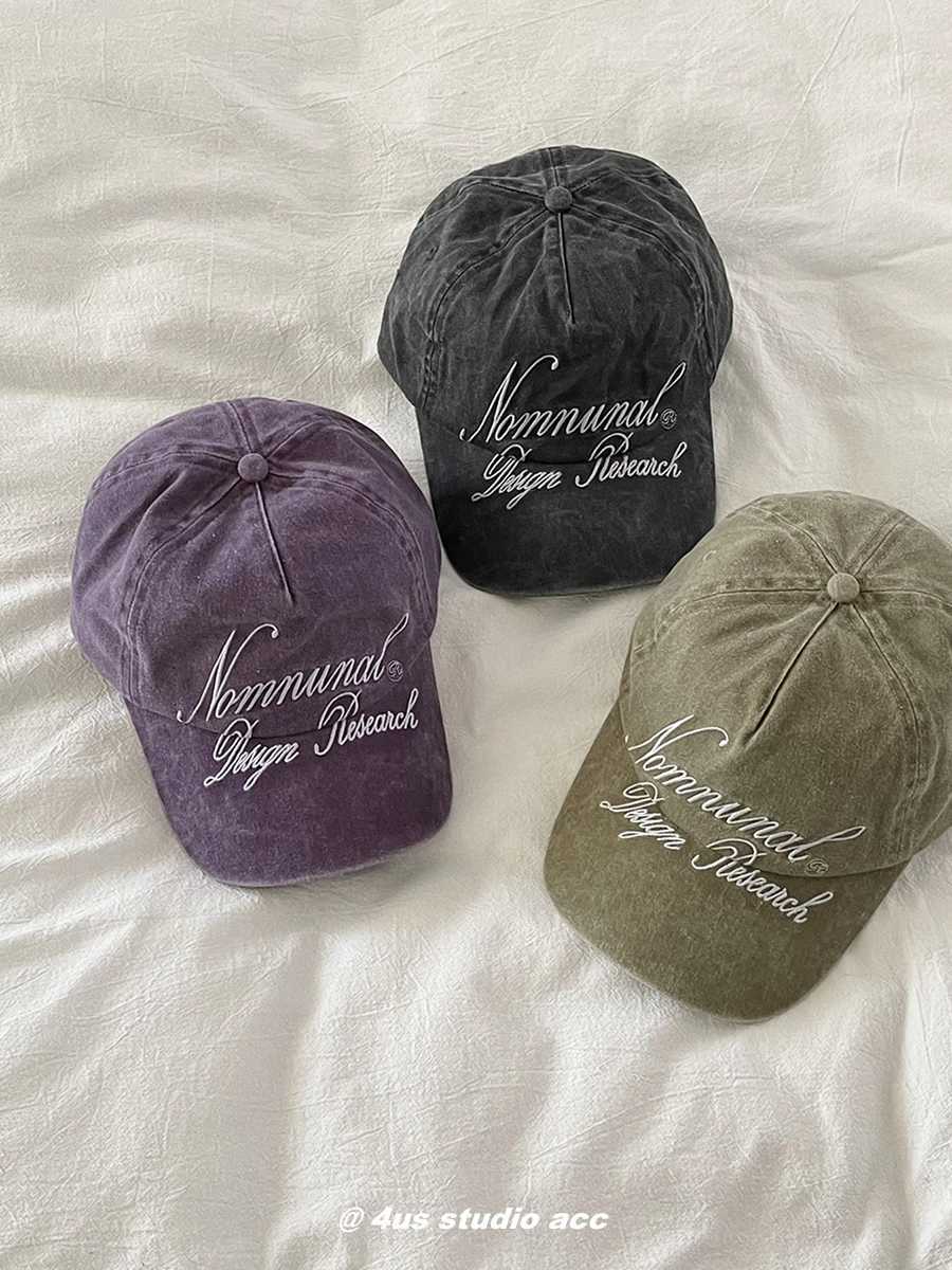 Street Tide Brand Washed Embroidered Letter Toe Hat Womens Soft Top Big Head Ring Baseball Hat W241225