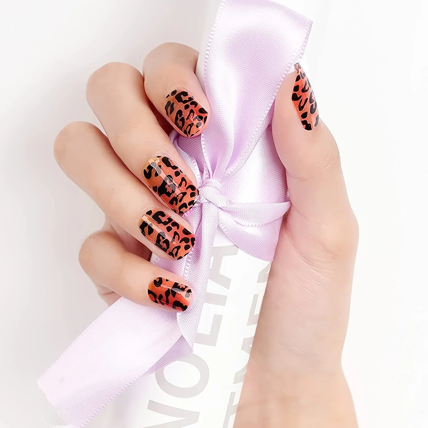 20-finger leopard print Nail semi-curing Gel sticker Cuticle stick Nail file Nail wipes UV light 241225