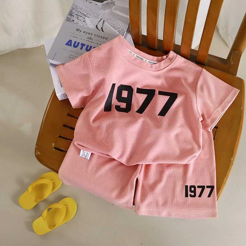Clothing Sets Childrens short sleeved set summer clothing boy trend sports casual round neck topshort sleeved 2pieceset new baby track and field cloth