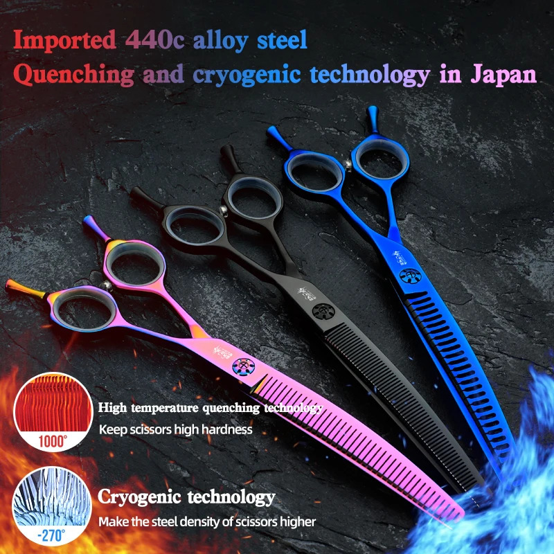 Finely Trimmed Thinned Curved Fluffy Scissors 7.0 Inches Hair Removal 55% Pet Grooming Teddy Dog Special Beauty Scissors 241225
