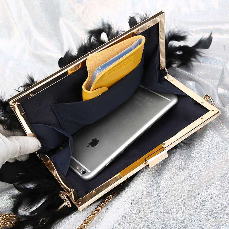 Luxury Moon Feather Handbag Womens Evening Clutch Bag White Pearl Chain Shoulder Bag Luxury Womens Bag Design Party Wallet ZD1647 Z241225