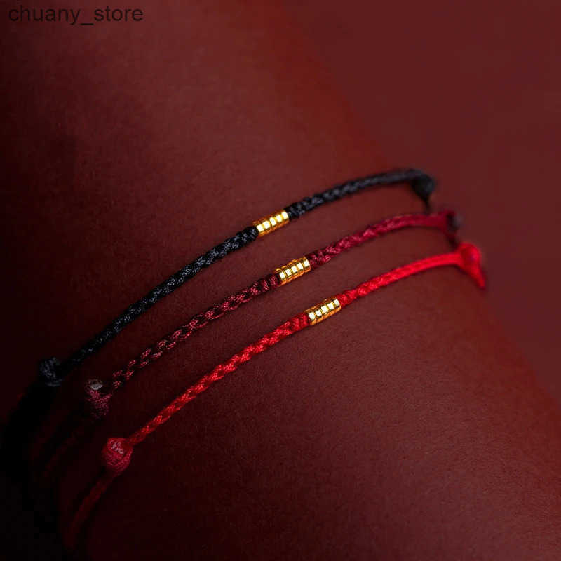 Chain Fashion Handmade Gold Color Beads Red Rope Good Lucky Bangles Adjustable Charm s For Women Men Lovers Gift L240910 L0910