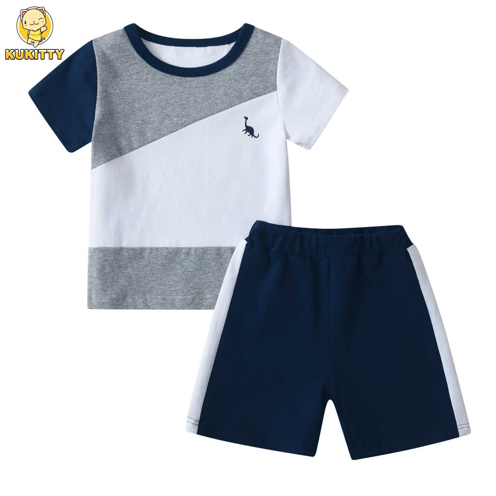 Clothing Sets Casual Toddler Baby Boy Summer Clothes Set New Patchwork Short Sleeve O-neck T-shirt Top with Short Pants 2pcs Kids OutfitsY241225X5TF