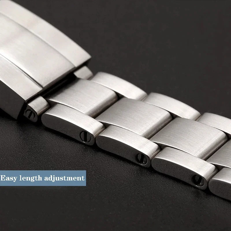 For Men Folding Clasp Watch Strap Solid Stainless Steel Watch Bracelet 20mm 21mm 241224