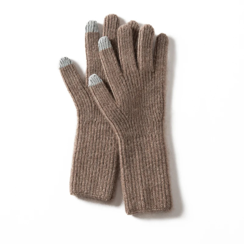 MERRILAMB Autumn Winter Gloves Women High Quality Cashmere Knit Soft Warm Touch Screen Mittens Stretch Solid Full Finger Guantes 241225