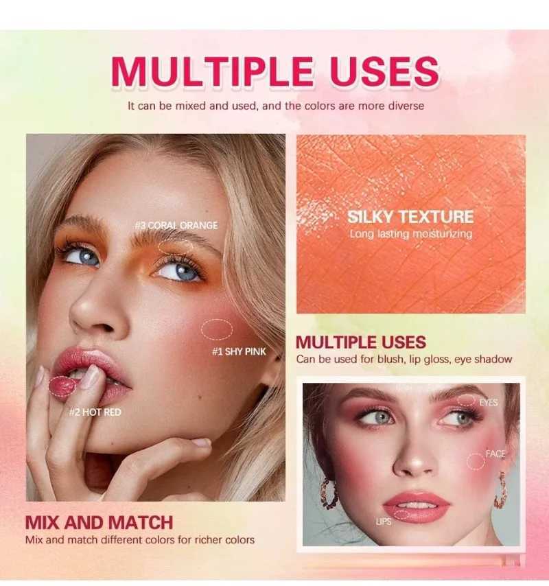 3-in-1 Cheek Lip Tinted Moistured B Stick Eyes Cheek and Lip Brighten Cream Bronzer Highlight Stick Matte ContourXJ241225