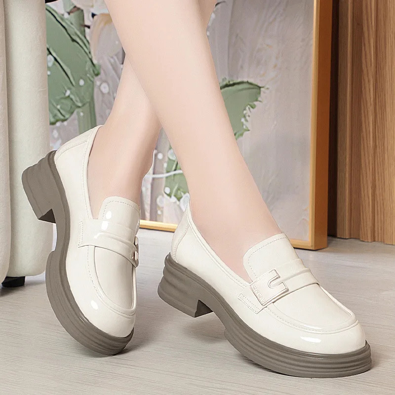 Chunky Loafers Shoes Spring Women Japanese Style Slip On Black Single Pumps Shoes Women Fashion Girls Thick Sole Heel 241225