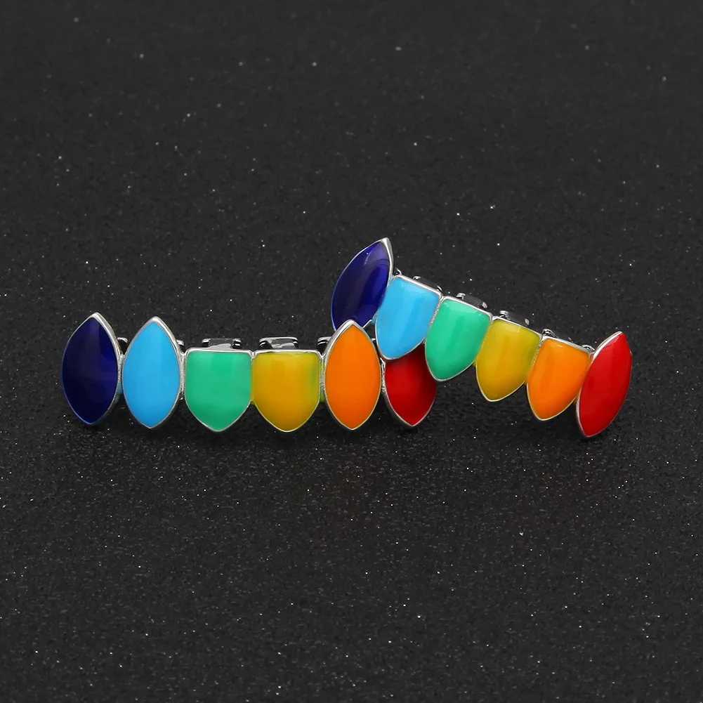 Mix Colorful Bling Teeth Grillz Top Bootom Dental Mouth Punk Teeth Cs Cosplay Party Tooth Rper Hip Hop Jewelry TG012XJ241225