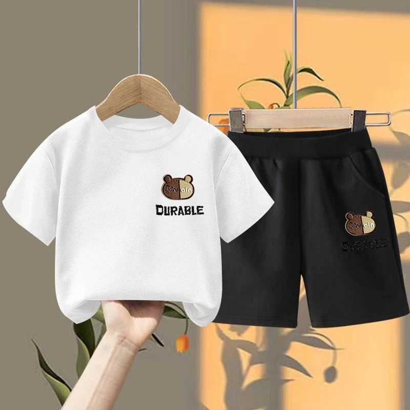 Clothing Sets Summer Baby Girls Clothes Set Children Boy Casual Short Sleeve Cartoon Print Tshirts Shorts 2pc Kid Top Botton Outfits TracksuitY241225Z