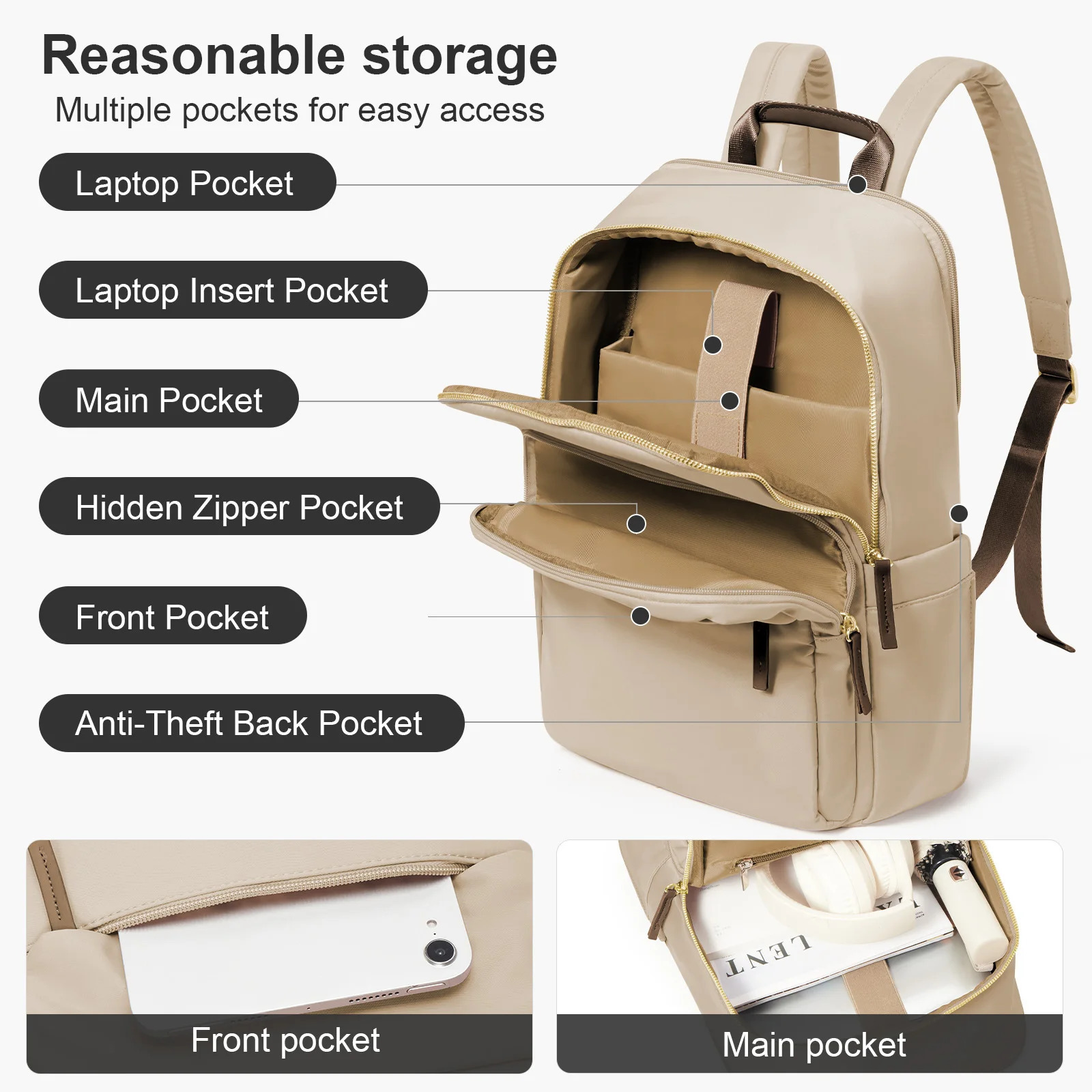 Fashionable travel casual Laptop anti-theft backpack fashionable large capacity backpack college student backpack for women-mw 241225