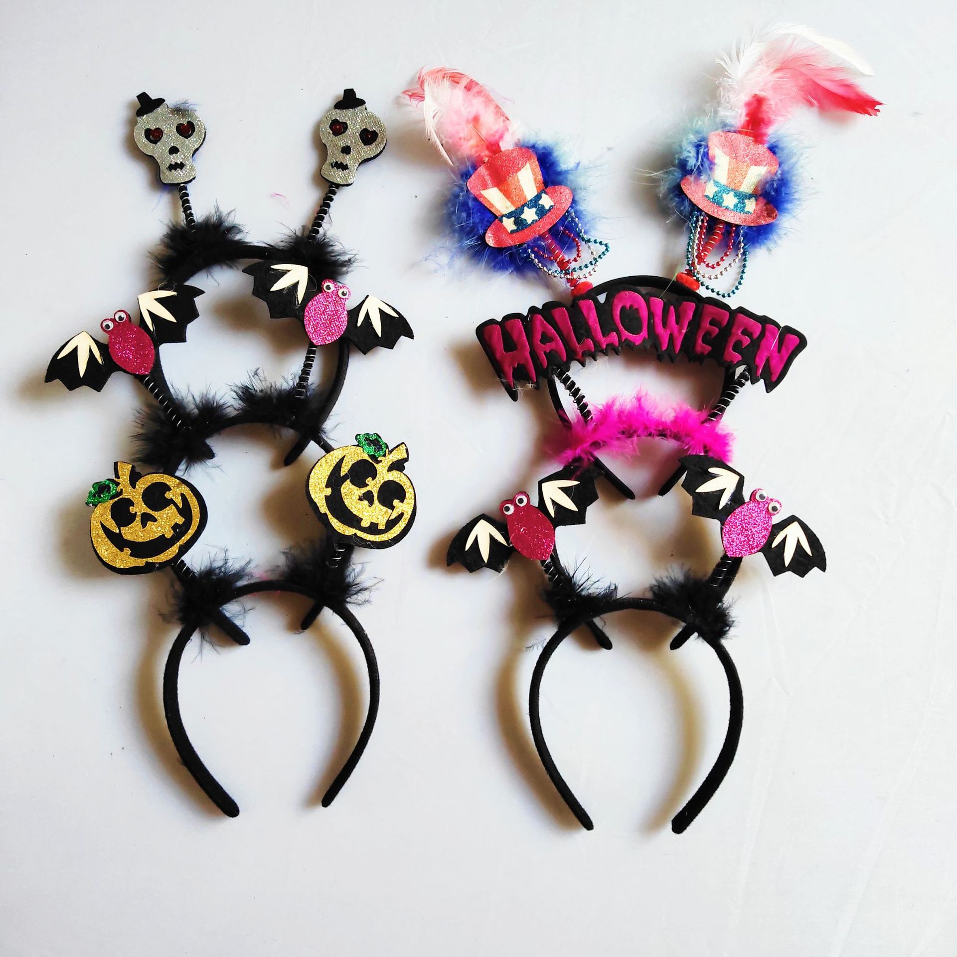 Halloween Bizarre Horror Headwear Pumpkin Bat Skull Ghost Headband Children's Dress up Props Party Hair Accessories