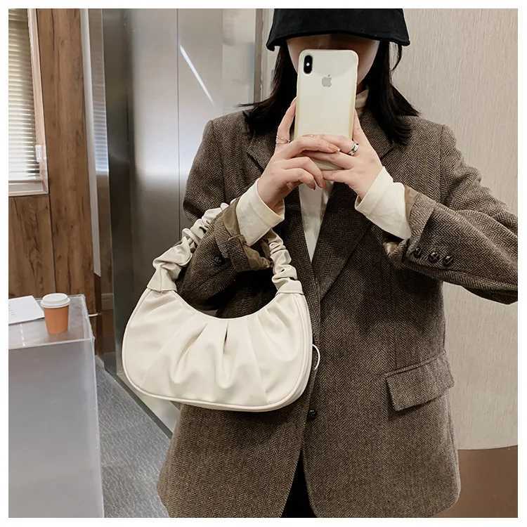 Fi Pleated Handlebags For Women PU Cloud Bags Leisure Armpit Bag Shopping Shoulder Bags Dumpling Handbag Female Handbags XJ250718