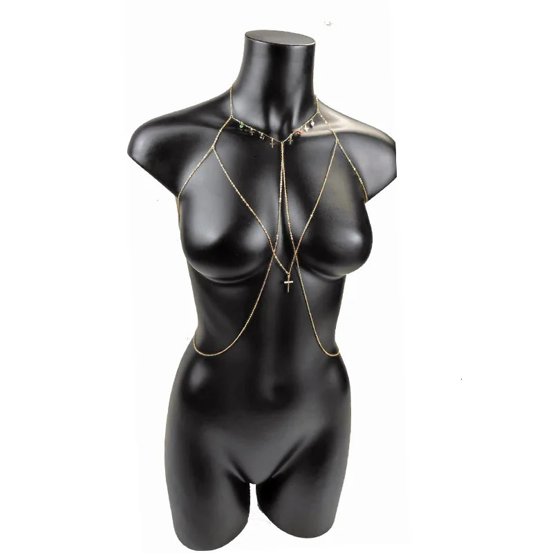 Cross Necklace Body Chain Waist Chain for Women Body Jewelry Chain Sexy Party Bikini Fashion Dress Y2k Accessories Pendant Goth 241225