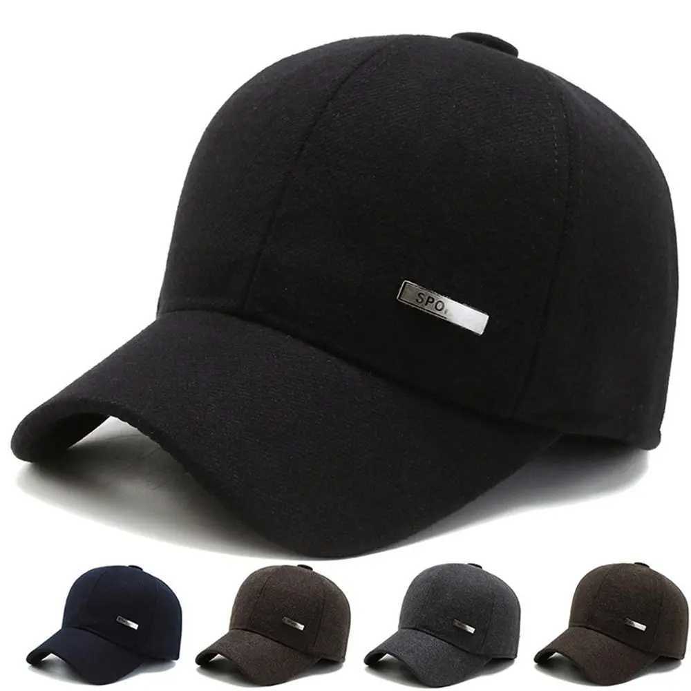 Fashionable breathable baseball cap big head leather cap sports cap warm ear protection duck tongue cap W241225