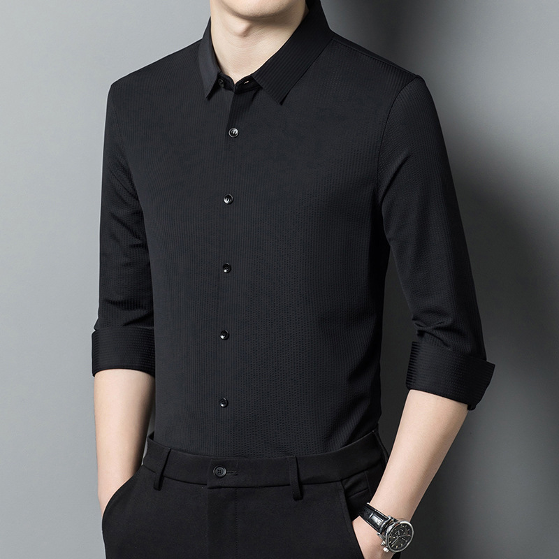 M12241 Men's solid color business long-sleeved shirt 2024 autumn new