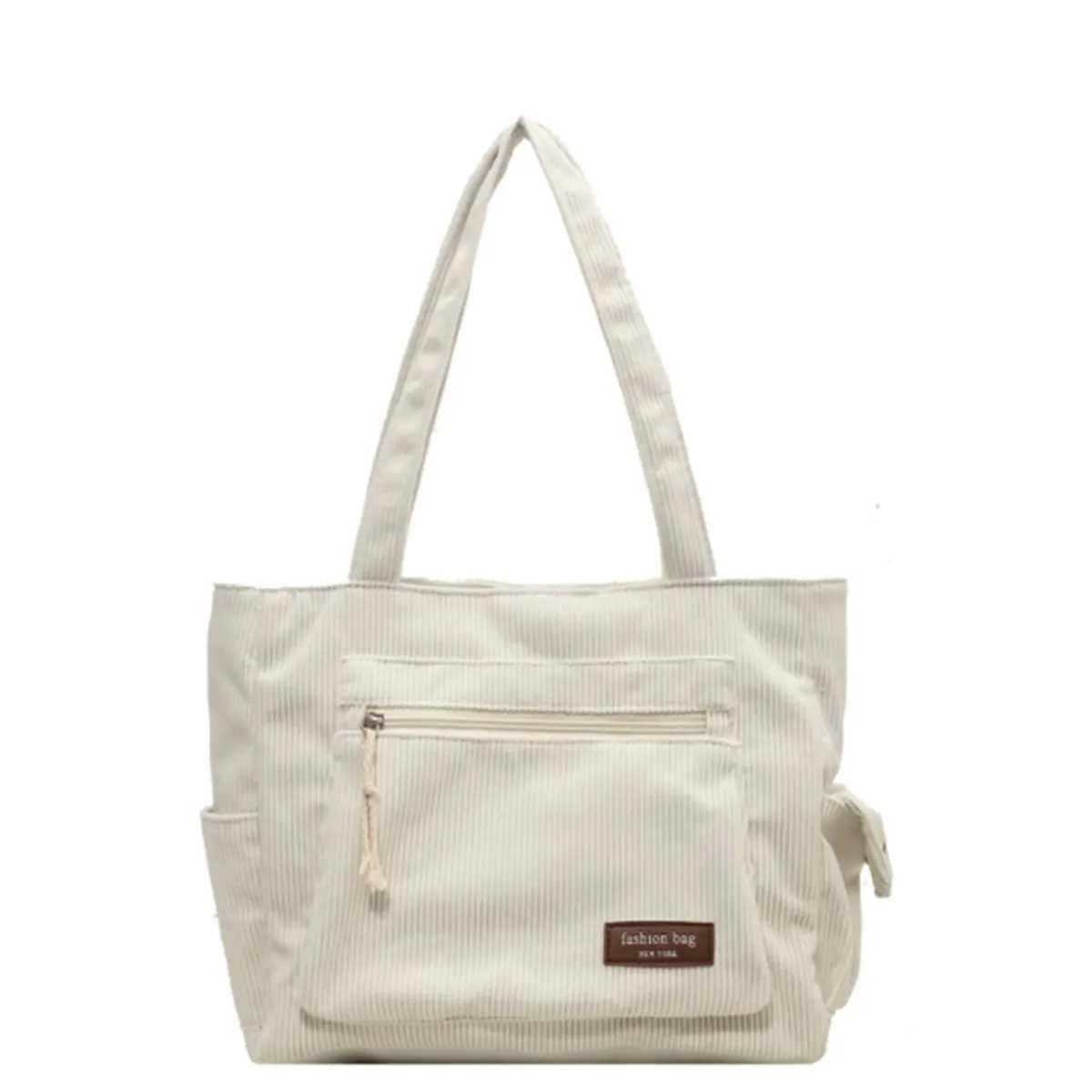 Solid color corduroy bag girls Tote bag with a large capacity commuter fi shoulder bagXJ241225