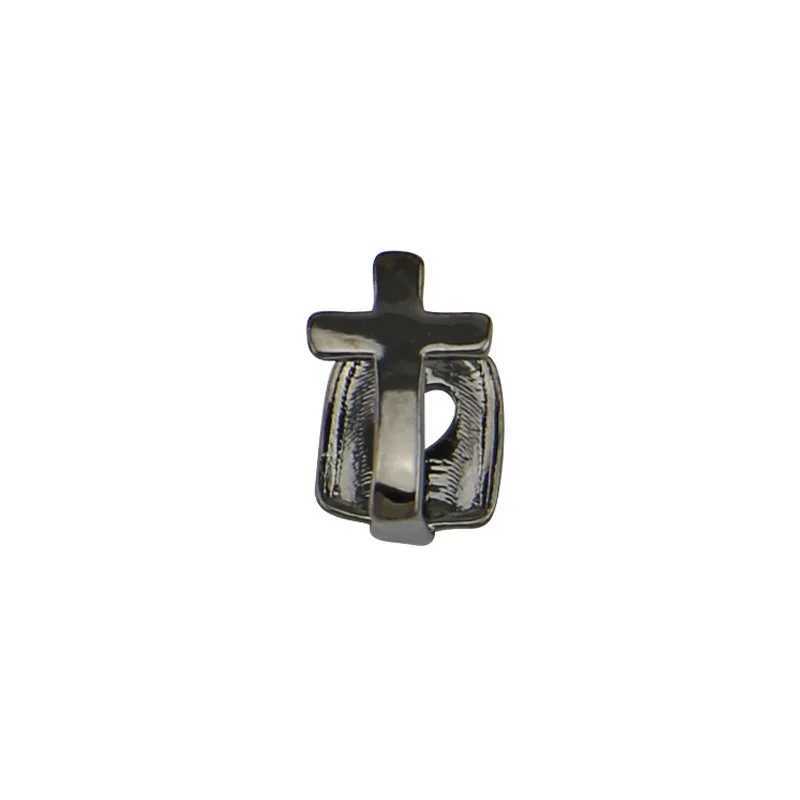 Single Cross Teeth Grillz Yellow Gold Color Plated Canine One Tooth Grills Upper Hip Hop Top Fangs Hollow GrillXJ241225