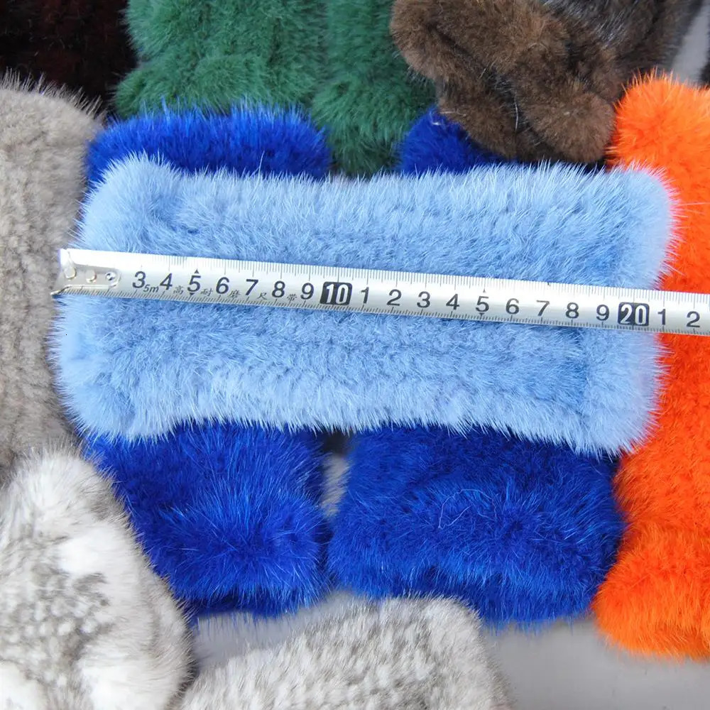 Real Knitted Mink Fur Gloves Winter Fingerless Gloves Mittens Arm Sleeves Female 100% Natural Mink Fur Gloves Mittens 241225