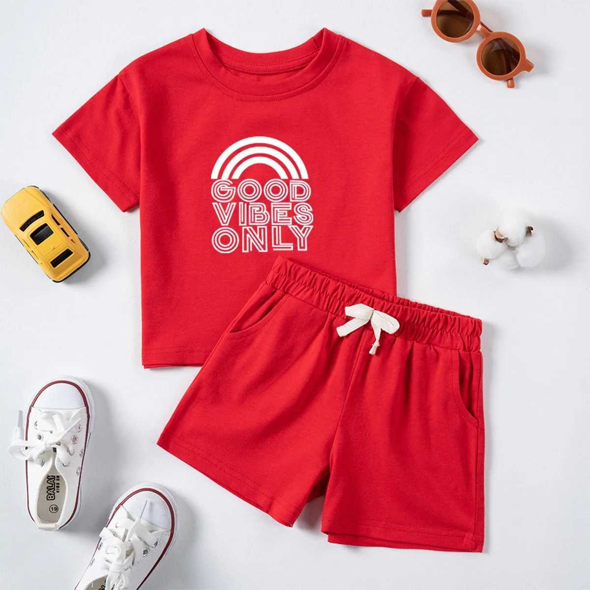 Clothing Sets Summer Children Boys Girls Clothes Suits 0-6Y Childrens Alphabet Printed Set Cotton Short Sleeve Shorts Set Kids ClothesY241225TQ9S