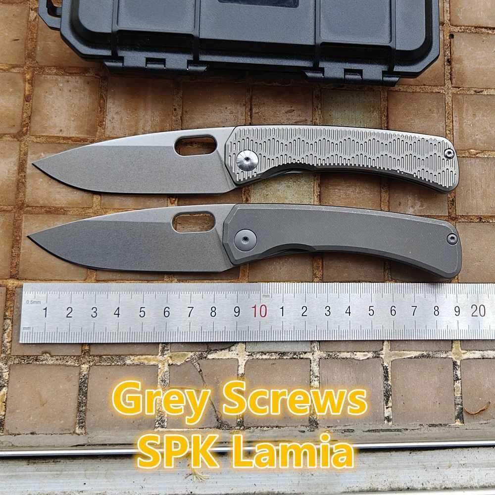 JUFULE Grey New SPK Ramia Titanium Handle 60 HRC 154CM Blade Ceramic Bearing Pocket EDC Tool Camping Hunting Outdoor Folding Knife X250408