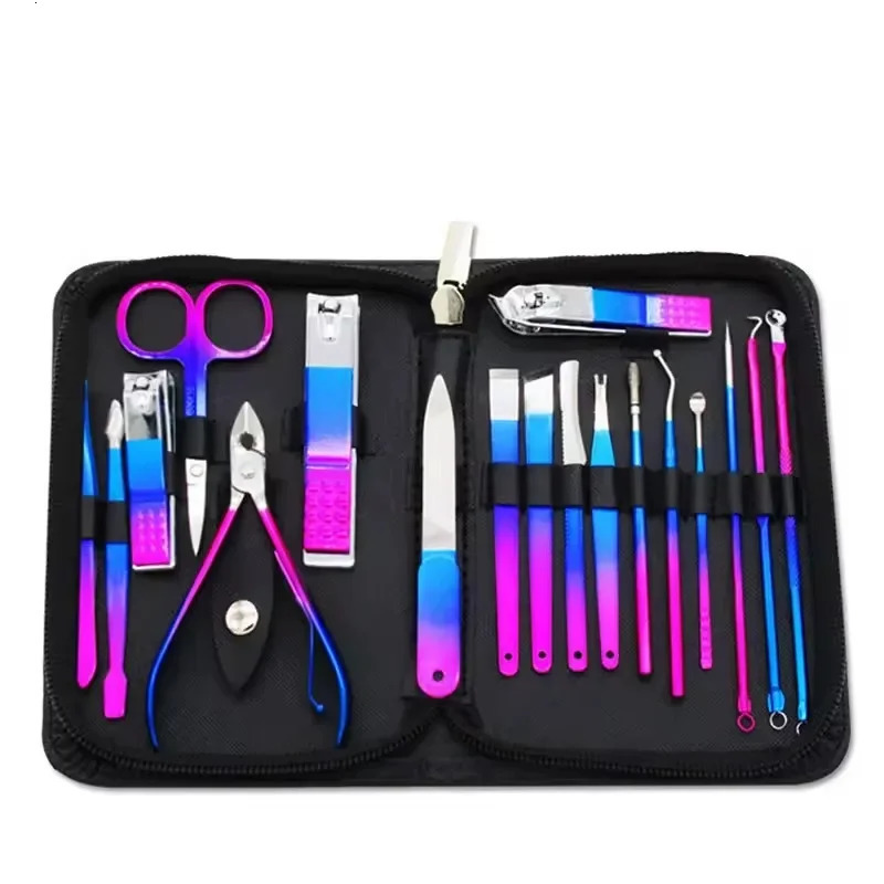 9-18pcs Set Professional Stainless Steel Manicure Pedicure Kit Precision Nail Care with Travel Case with Nail Clipper Scissor 241225