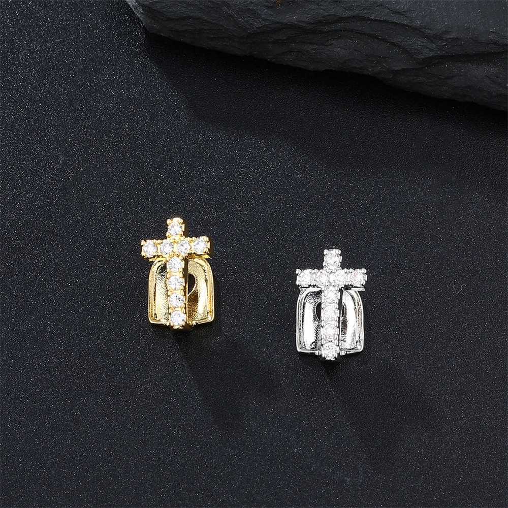 D Z Hip Hop Single Cross Teeth Grillz For Men Women Fashion d Out CZ Stones Charm Grills Dental Mouth Punk Teeth JewelryXJ241225