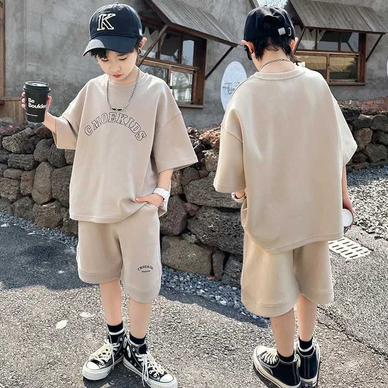 Clothing Sets Summer Teenage Boy Clothes Set Children Girls Letter Tshirt and Shorts 2pcs Suit Kid Short Sleeve Top Bottom Outfits TracksuitY241225XK2