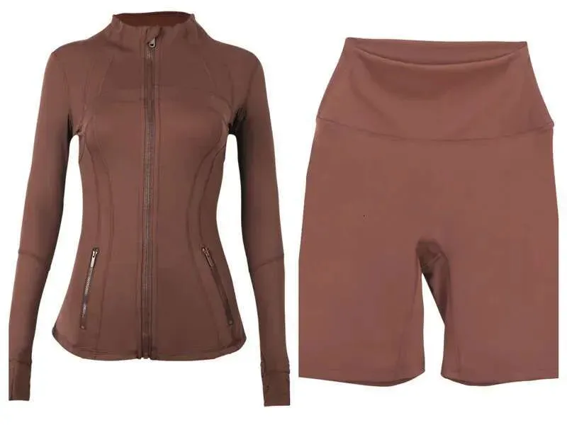 jacket short Workout set Women Yoga jackets shorts leggings Push Fiess High Waist Sports Jackets Zip Up Coat Outfits Pants zip up Gym Sets